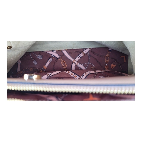 BLUSH VEGAN PATENT LEATHER SATCHEL PURSE NEW - Picture 4 of 7